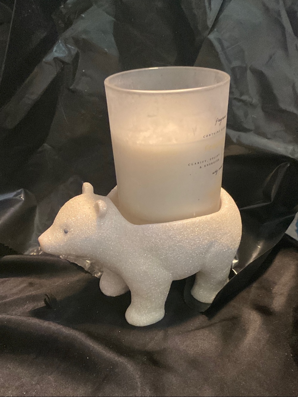 5 “ high sparkling.. White Polar Bear Candle Holder - Home Accents Decor